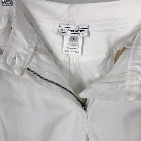 St. John Sport White Cuffed Straight Leg Jeans Size 2 - Picture 7 of 8